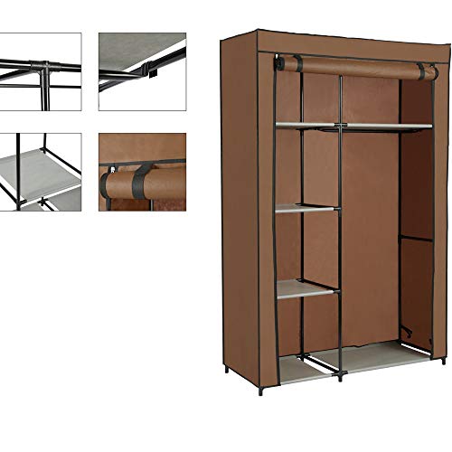 Mua Mulsh Closet Wardrobe Portable Clothes Storage Organizer With Metal Shelves And Dustproof Non Woven Fabric Cover In Brown 41 14 W X 18 0 D X 62 2 H Tren Amazon Má»¹ Chinh Hang 2020 Fado