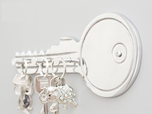 Decorative Key - Shaped Key Wall Holder by Comfify | Hand-Cast Aluminum Metal Hooks to Hold Keys, Leashes, Coats, and More | 3 Key Hooks, Polished Finish, Includes Screws