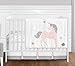 Sweet JoJo Designs 4 Piece Pink, Grey and Gold Unicorn Baby Girl Crib Bedding Set Without Bumper