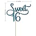 Blue Monogram Sweet 16 Cake Topper Glitter Star Cupcake Picks For 16th Birthday Anniversary Party Decoration Supplies