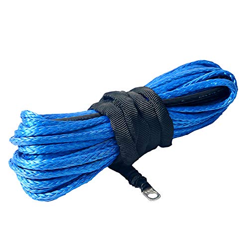 Synthetic Winch Rope, Durable 7000 LBS for ATV UTV KFI Vehicle Car Motorcycle, 1/4" × 49.2 ft, Blue