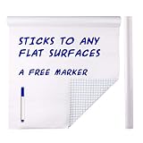 Prefer Green Self-Adhesive Whiteboard Wall Decal Sticker, 78.7" × 17.5" Extra Large Strong & Durable Dry Erase Wall Paper Message Board for Kids, Office, School & Home with 1PCS Marker Pen (White)