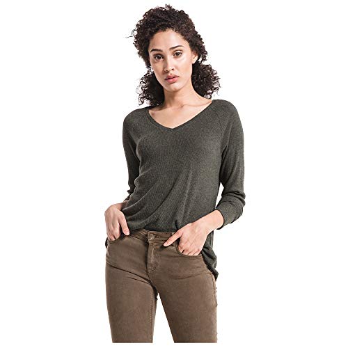 Z SUPPLY Clothing Women's Brushed Rib Raglan Long Sleeve V Neck Top, Rosin (Rosin/Ron), Medium