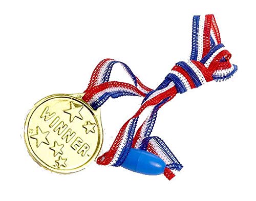 Henbrandt Gold Winners Medals Box of 120 - Bulk Wholesale Childrens Party Bag Favour Filler Fete Lucky Dip Prizes Toys