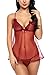 Avidlove Women Nightwear Lace Babydoll Strap Chemise Halter Lingerie Wine Red L