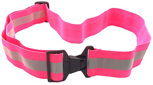 High Visibility Reflective Belt, Army PT Belt. Reflective Running Gear for Men and Women for Night Running Cycling Walking. Military Safety Reflector Strips (Pink Belt + Bag) - Thumbnail 2