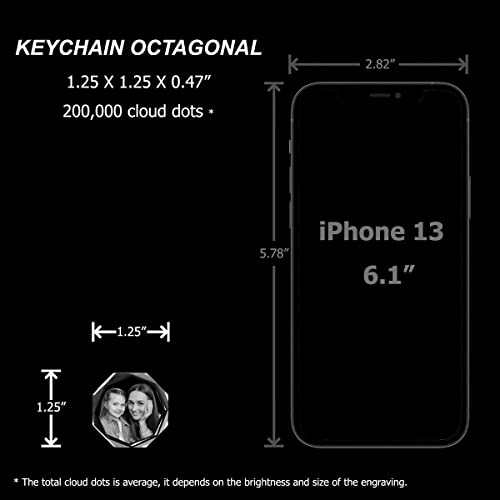 Roniatic Personalized Keychains with LED Light 3D Laser Etched Key Chain Photo Octagonal Crystal Great Memorial Gifts (Small, Octagonal)