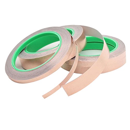 Wolfride Pack of 3 Double-sided Conductive EMI Shielding Copper Foil Tape for Stained Glass, Soldering, Electrical Repairs, Slug Repellent, Paper Circuits, Grounding ( 27.5 Yard/Each )