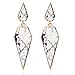 Bohemian Wood And Marble Effect Pentagon Shaped Drop Statement Earrings