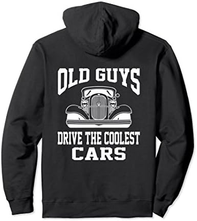 Unisex Old Guys Coolest Cars Hoodie Vintage Hot Rod Dad Grandpa 2XL Black