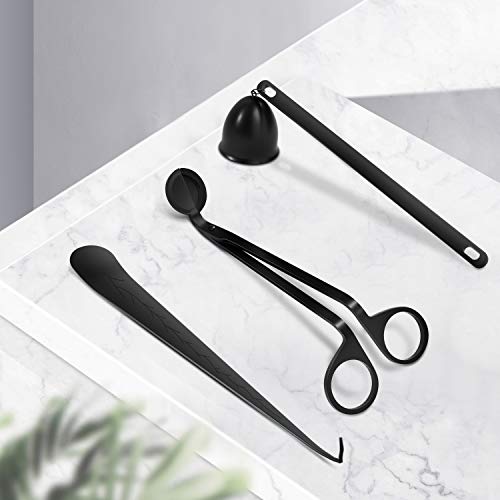 HiFan Candle Accessory Set, Candle Wick Trimmer, Candle Snuffer, Candle Wick Dipper,3 in 1 Candle Snuffer Set with Gift Package for Candle & Aromatherapy Lovers (Black)
