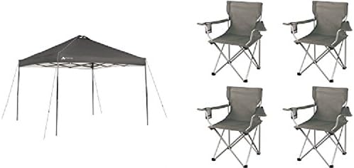 Instant Home Patio Canopy with 4 Chairs Bundle Outdoor Backyard Garden Deck Pool Side