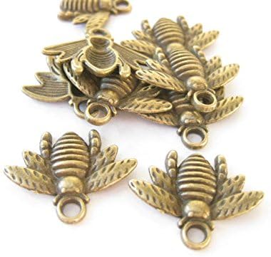 12 Tibetan Style Antique Bronze Coloured Bee Charms 16mm x 21mm. CH4