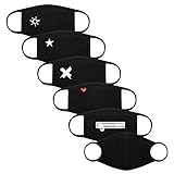 Accmor 6 Pack Black Anti-Dust Anime Cotton Mask, Cute Unisex Face Mouth Mask for Kids Teens Men Women (Sun Star Zipper Pattern) Halloween