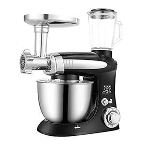 HIZQ Amasadora De Bajo Ruido Para Repostería, Batidora Eléctrica Multifuncional 3 En 1 De Cocina, Batidora De Masa Para Amasar De 1000 W Y 6 Velocidades, Procesador De Alimentos,Negro
