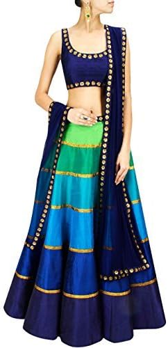 Sky Global Multi-Coloured Silk Designer Semi-stitched Lehenga Choli (Lehnga_134_Free Size_Multi-Coloured )