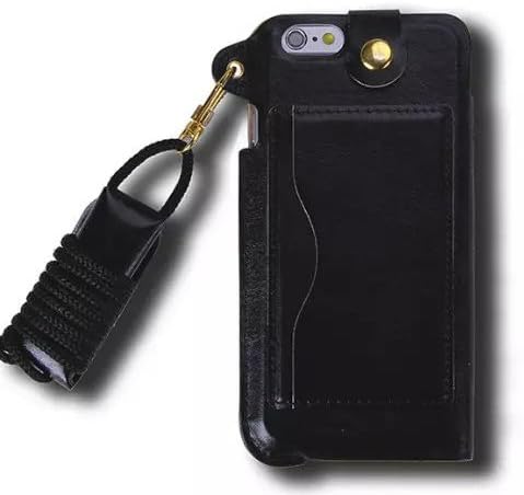 Apple iphone 6 plus/6s plus Neck Strap case, Heliant PU Leather Case with Card Holder &amp; Kickstand Feature (Strap Series) (Black)