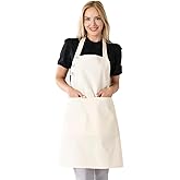 TOSHE Kitchen Apron Waterdrop Resistant Cotton Apron with adjustable Aprons for Women with Pockets 10 Color option Cooking Cr