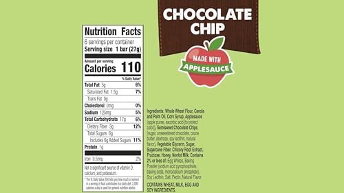 MOTT’S SOFT BAKED BARS, CHOCOLATE CHIP, MADE WITH APPLESAUCE, 6 CT, 5.76 OZ