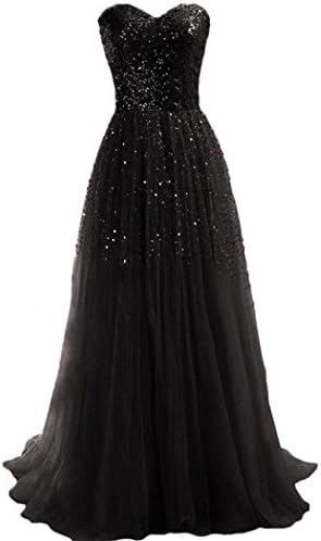 GuGio Women’s Chiffon Strapless A-line Sequins Wedding Bridesmaid Dresses Long Evening Prom Gown