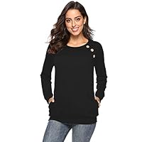 Amylovern Womens Long Sleeve Tunic Tops Loose Fit Casual Tunic Tops for Leggings Black S