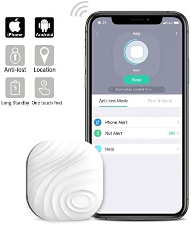 Nut3 Smart Key Finder Bluetooth WiFi Tracker GPS Locator Wallet Phone Key Anti-Lost Bidirectional Alarm Reminder (1 Pack, White)