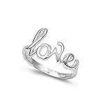 Love in Script Sterling Ring Silver 925 (Sizes 4-13)