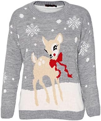 mafhh55 Ladies Men Kids Novelty Xmas Jumper Bamby Rudolph Snowflake Christmas Sweatshirt