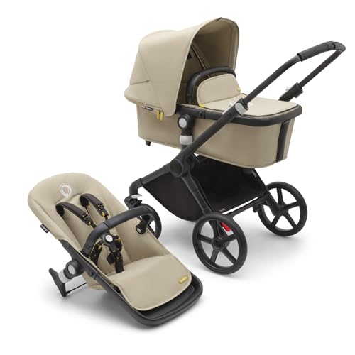 Fox Cub - Carrito Todoterreno, con Capazo y Silla de Paseo Fuerte y Ligera, Diseño Duradero con Capota para el Sol Extra Grande, se Pliega en una Sola Pieza Portable, Beige