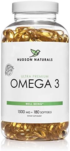 Hudson Naturals Omega 3 Fish Oil With EPA and DHA Essential Fatty Acids, Pure, Maximum Strength 180 Softgels | Lemon Flavor, Burpless With No Fishy Aftertaste, Easy to Swallow, Mercury Free