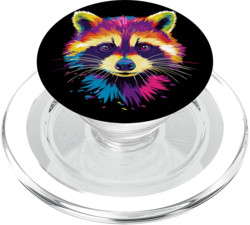 Raccoon Popart Colorful Rainbow Colors Racoon Raccoons PopSockets PopGrip for M…