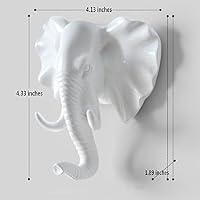 Creative Wall Decorations Animal Head Shaped Single Wall Hook / Hanger Resin Material for Hanging Clothes Coat Hats Keys Bags Purse Towels (White Elephant)