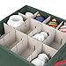 Richard's Homewares - 64 Compartment Cube Ornament Organizer - Holiday Green with Red Handles