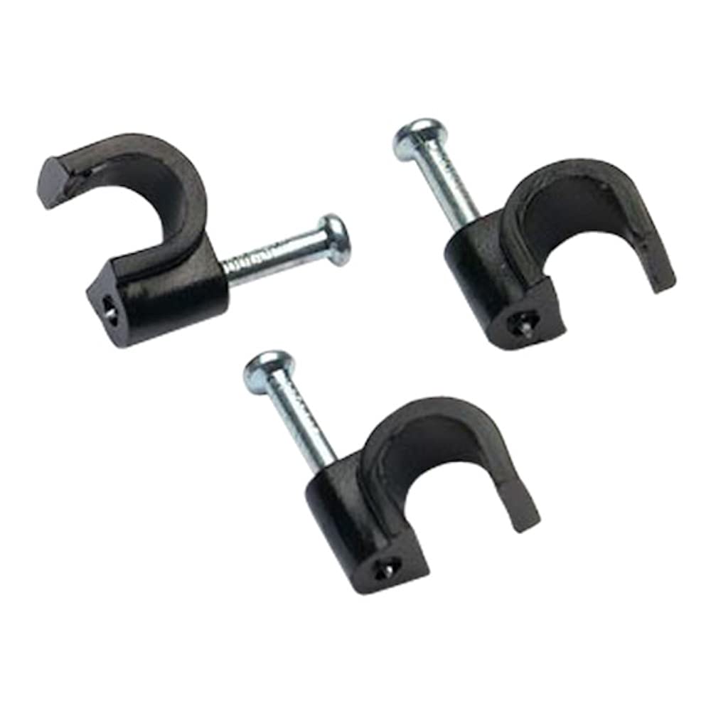 Merriway BH07308 (1000 Pcs) Round RG59 and RG6 Coaxial Cable Clips, Black 6.0mm - Pack of 1000 Pieces