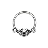 316L Stainless Steel Ornate Design Snap-in WildKlass Captive Bead Ring/Septum Ring