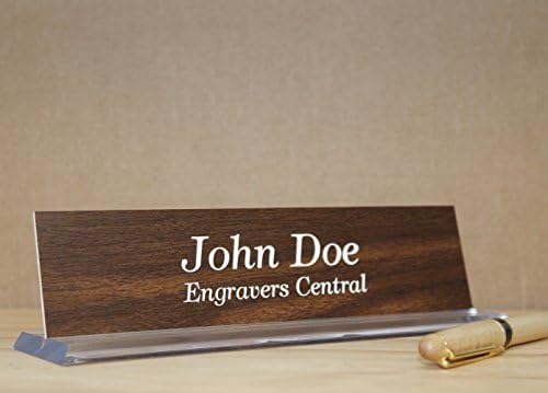 Personalized Office Desk Name Plate - (Over 21 Color Options Available) - on a Beautifully Designed Clear Molded Base - Customized With Beveled Edges - 2x8