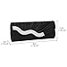 Jubileens Satin Wavy Crystal Bag Evening Prom Bridal Wedding Purse Clutch Handbag (Black)
