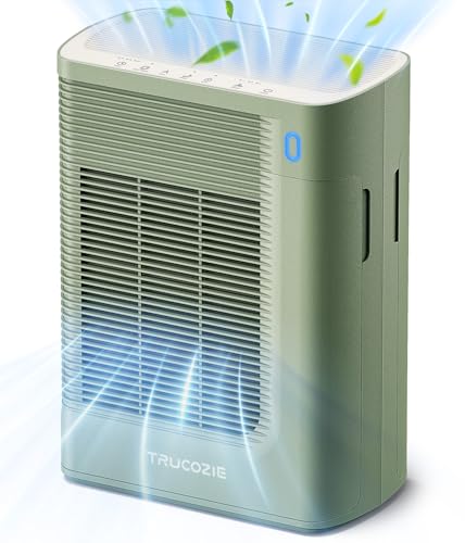 Trucozie T356 Air Purifier for Home Large Room Bedroom Up to 1937 Ft² in 1 Hr With Double-sided Air Inlet, Air Quality and Light Sensors, HEPA Sleep Mode for Allergies, Dust, Pollen, Pet Hair, Green