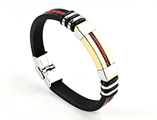 Jewelryfinds Men'S Large Commercial Titanium Steel Retro Leather Bracelet