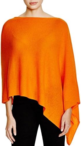 Magaschoni Womens Cashmere Asymmetric Poncho Sweater Orange O/S
