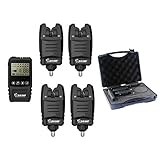 SZMWL 4 Wireless Bite Alarms + 1 Receiver, 4+1 Bite Alarm Set and/with Receiver with Display Screen Black, Over 100M Operating Range