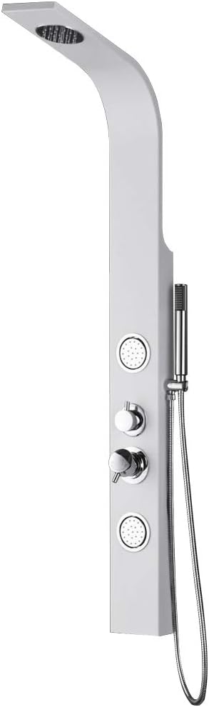 Aluminium Shower Panel Tower Rain Shower Body Massage Jets Sanlingo White