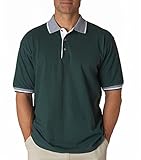 UltraClub Men's Striped Collar Polo Shirt