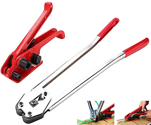 Strapping Banding Kit, PP/PET Strapping Tensioner& Sealer Hand Strapping Sealing Packing Tool Set Plastic Strap Tensioner Manual Pallet Strapping Banding Kit for Pp/pet Strap Width 0.47-0.75in