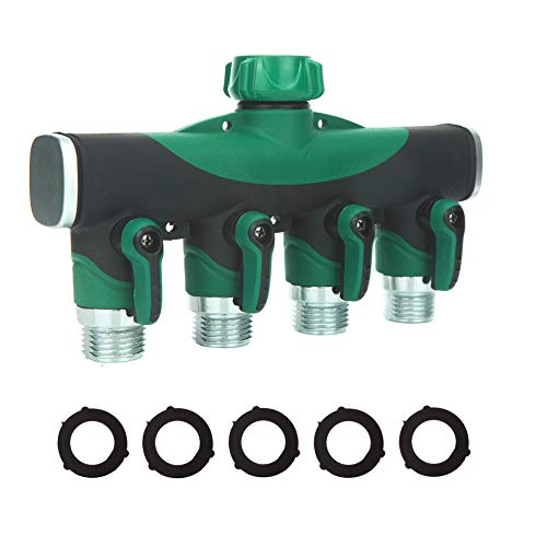SIPIK 4 Way Hose Splitter, Hose Splitter for Garden 4 Way Water Tap Converter Connector Splitter Hose Pipe Adapter Garden Irrigation Watering(8.07 x 4.72 x 1.87).