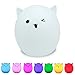 niceEshop(TM) Portable Silicone LED Colorful Baby Night Light, USB Rechargeable Children Night Lamp with Warm White, 7-Color Breathing, Single Color 3 Lighting Modes for Kids Adults Bedroom(A)