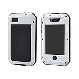 iPhone 4 Case, Ambox Waterproof Shockproof Dust/Dirt Proof Aluminum Metal Military Heavy Duty Protection Cover Case for Apple iPhone 4 4S (White/Black/Gold)