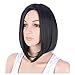 Inkach Short Bob Wigs for Black Womens Mid-Long Straight Hair Wigs Synthetic Full Wig (Human Hair Wig)