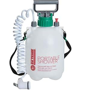 camp shower with foot pump