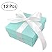 Small Square Turquoise Candy Box Blue Wedding Favors Teal Gift Boxes with Lids and Silk Ribbon for Wedding Baby Bridal Showers Birthday Party Supply, 12pc (Aqua Blue)